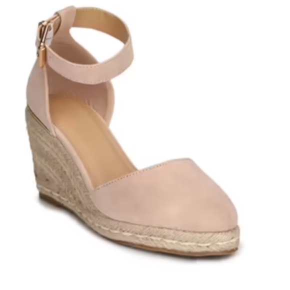 Truffle Collection Nude Wedge ankle strap espadrille Sandals shoes Sz 5 - Picture 4 of 13